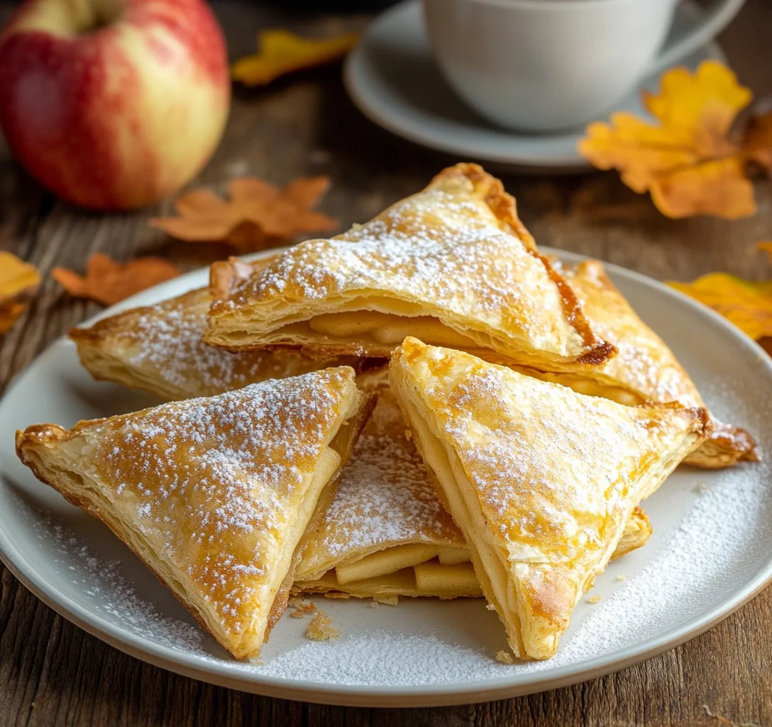 6 appelflappen op een wit bord die bereidt zijn in een airfryer.