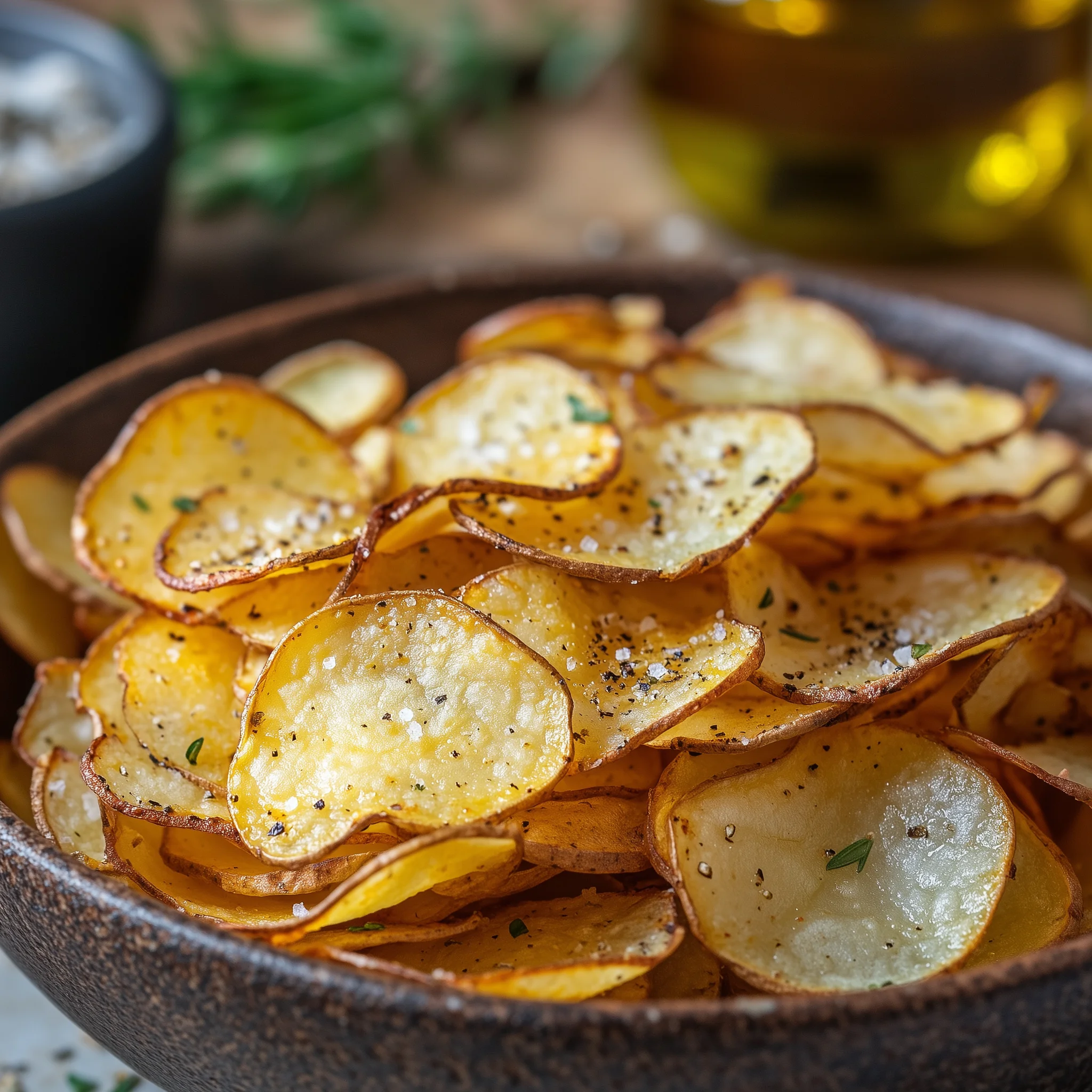 Chips in een kom. Zelfgemaakt in de airfryer.