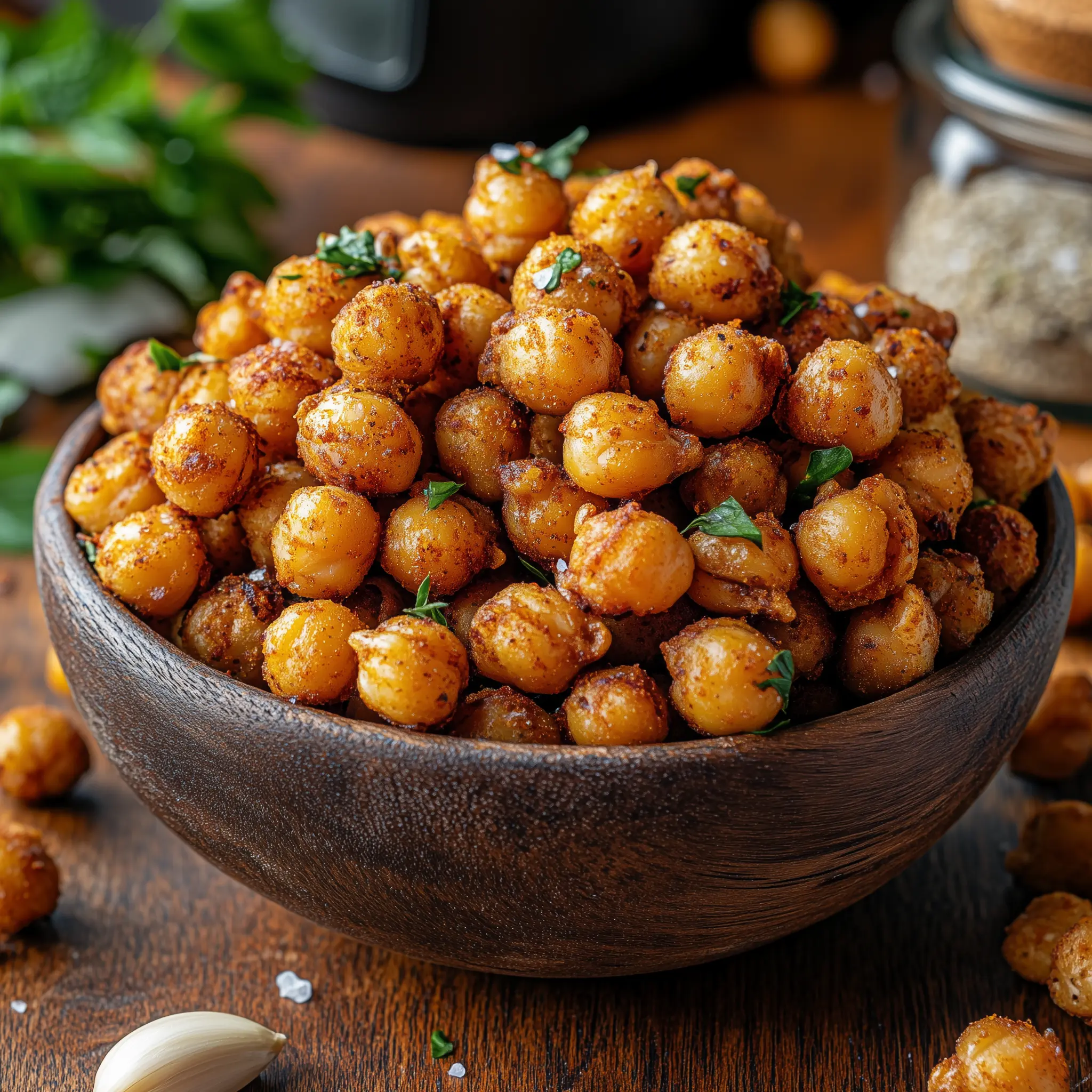kikkererwten in een schaal die bereidt zijn in de airfryer.