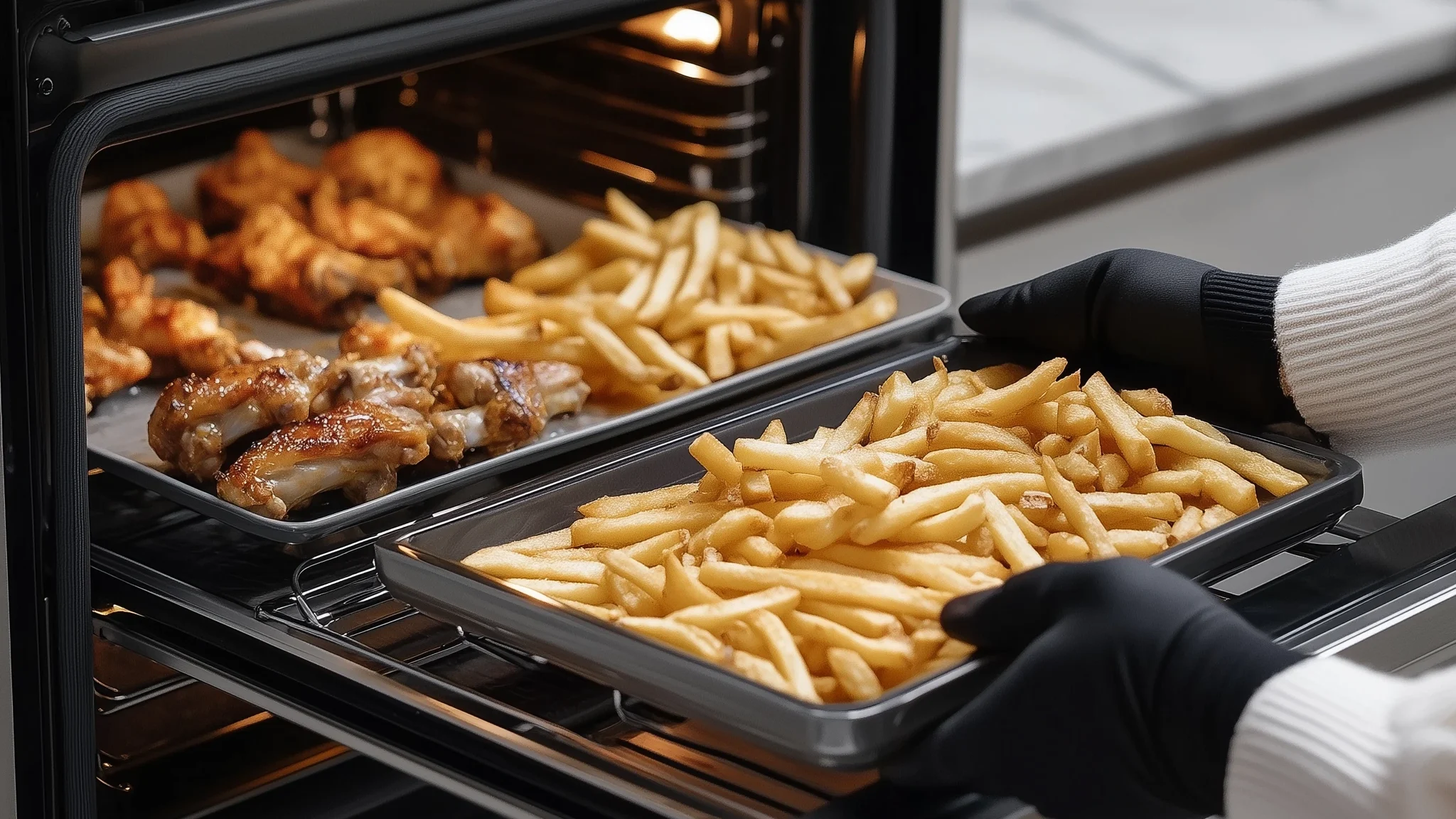 Patat en kip in de oven