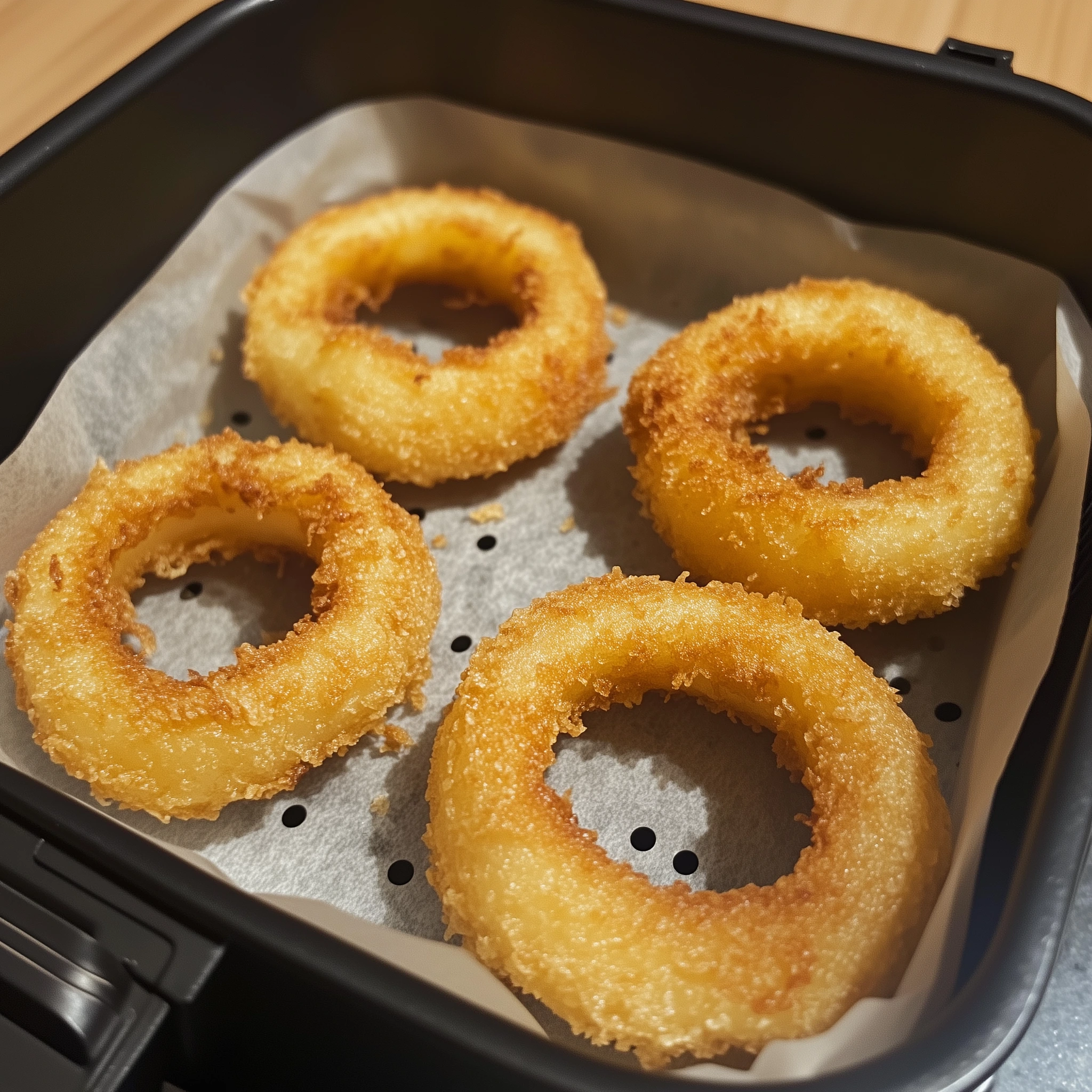 4 uienringen in een airfryer